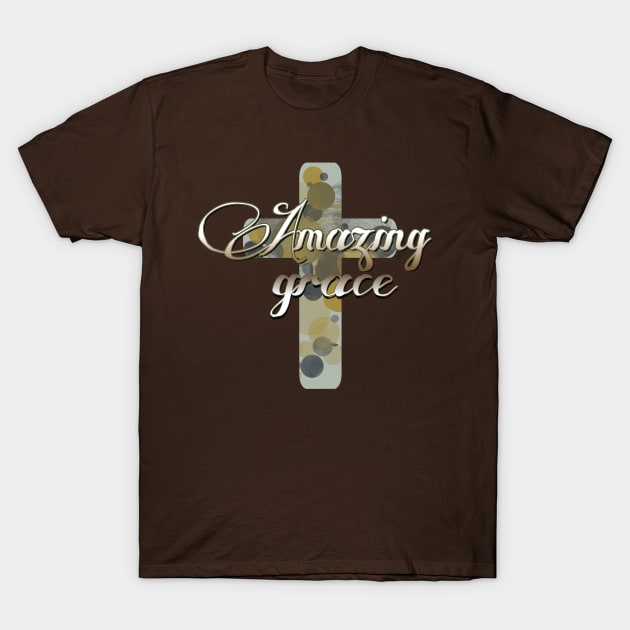 Amazing Grace with Cross T-Shirt by AlondraHanley